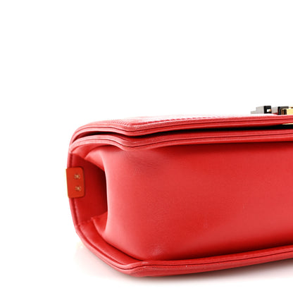 Chanel Lambskin Embossed Medium Boy Cube Flap Red 9 of 10
