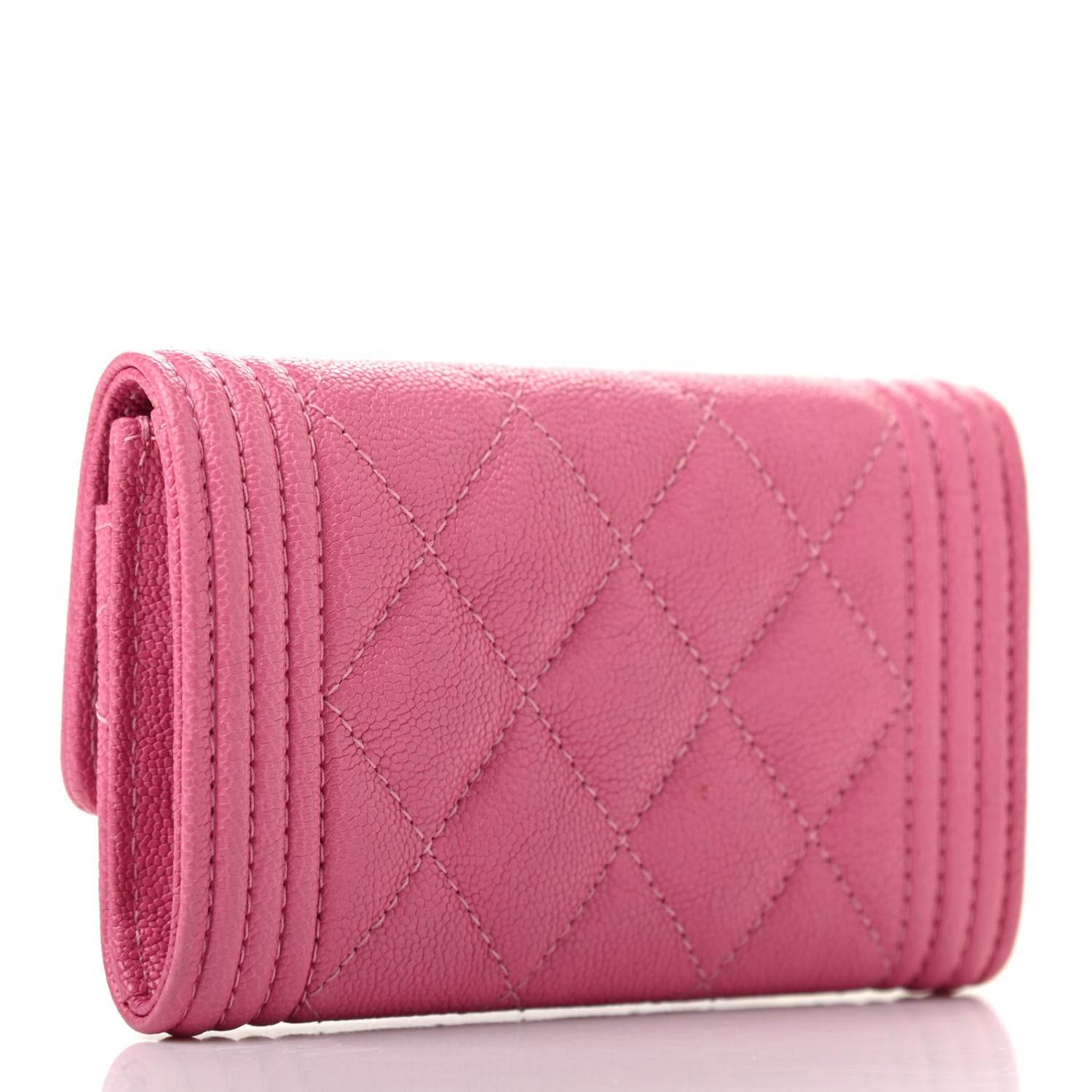 Chanel Caviar Quilted Boy Flap Card Holder Wallet Light Pink 3 of 9