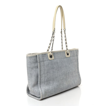Chanel Woven Straw Raffia Small Deauville Tote Light Blue 3 of 10