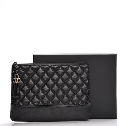 Chanel Crumpled Calfskin Quilted Medium Cosmetic Case Black 8 of 8