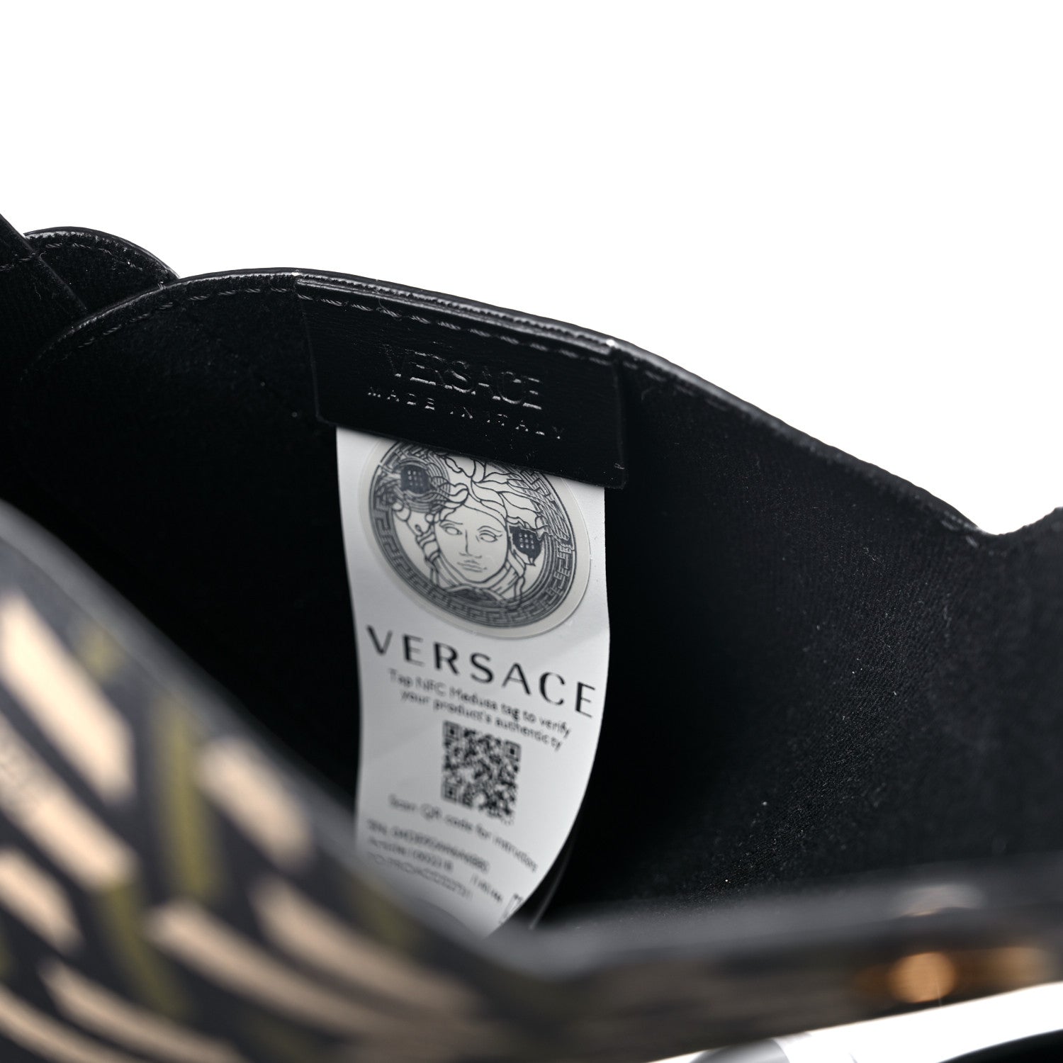 Versace Coated Canvas Calfskin La Greca Signature Shopper Tote Bag Black Khaki 6 of 12