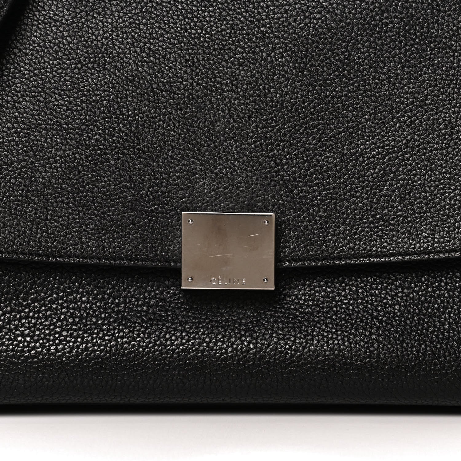 Celine Drummed Calfskin Suede Small Trapeze Black 11 of 14