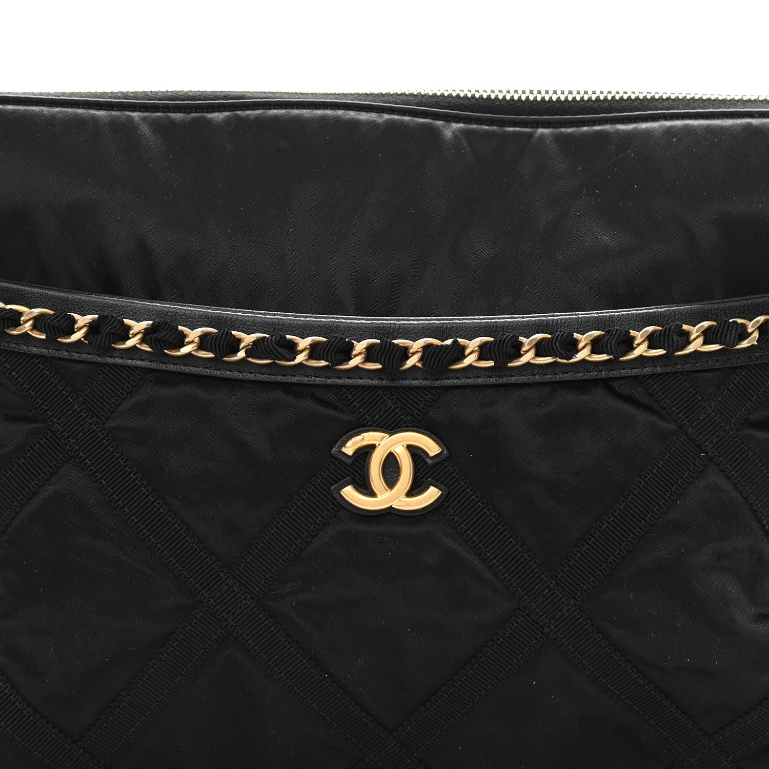 Chanel Nylon Grosgrain Quilted Lifestyle Convertible Clutch with Chain Black 9 of 12