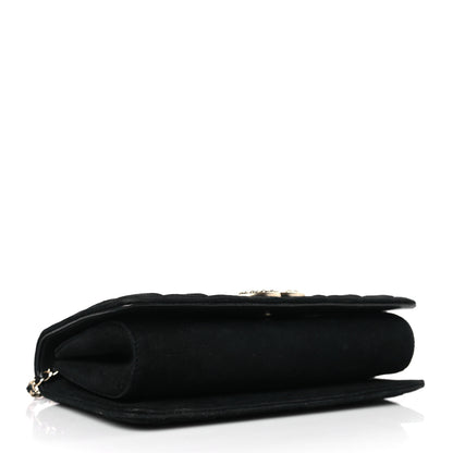 Chanel Suede Quilted Crystal Pearl CC Flap Black 4 of 9