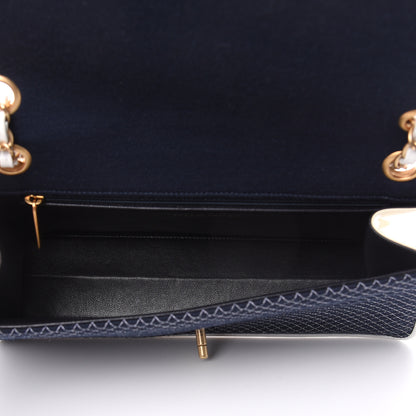 Chanel Patent Jersey Quilted Single Flap Navy 5 of 13