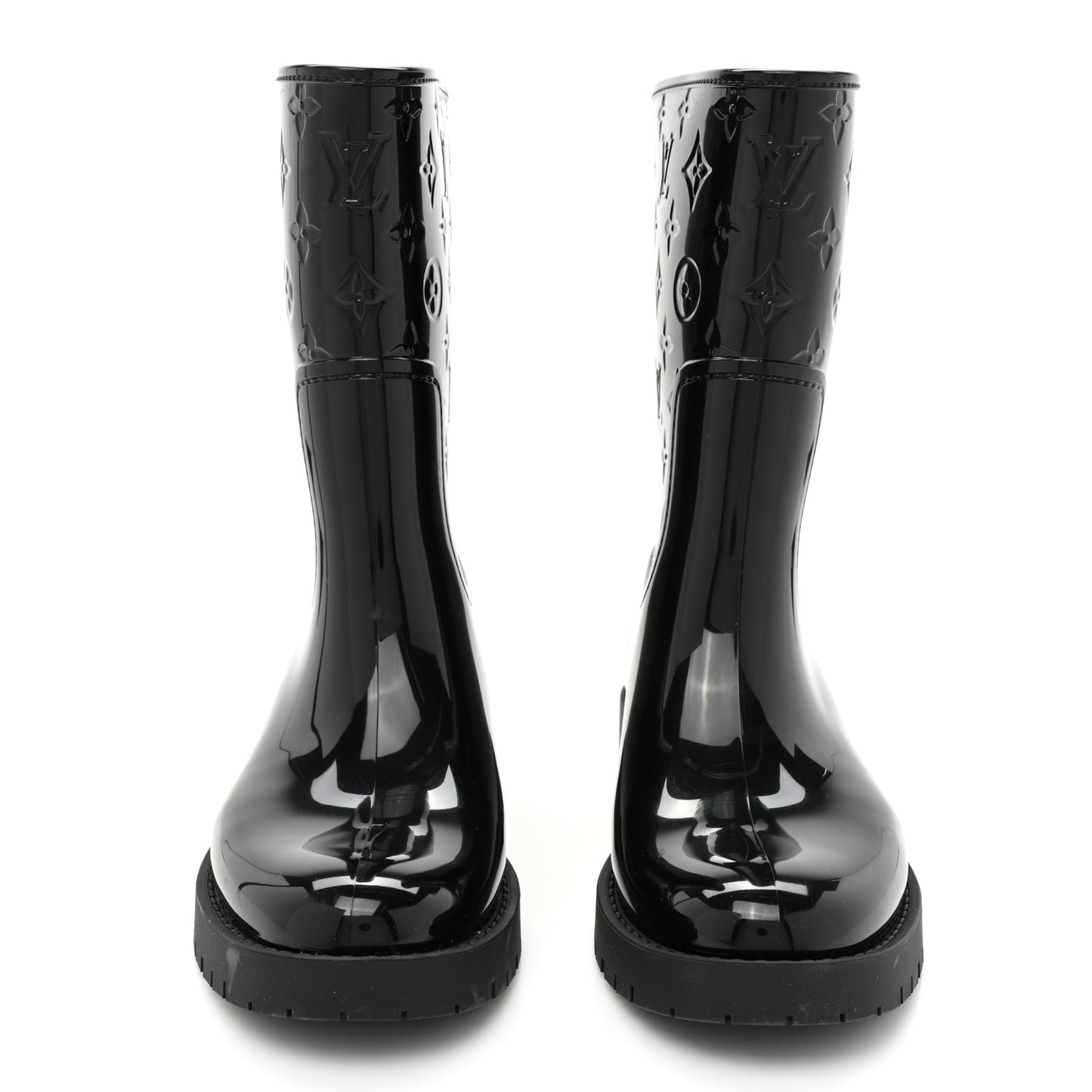 Rubber Embossed Monogram Drops Flat Half Boots 39 Black