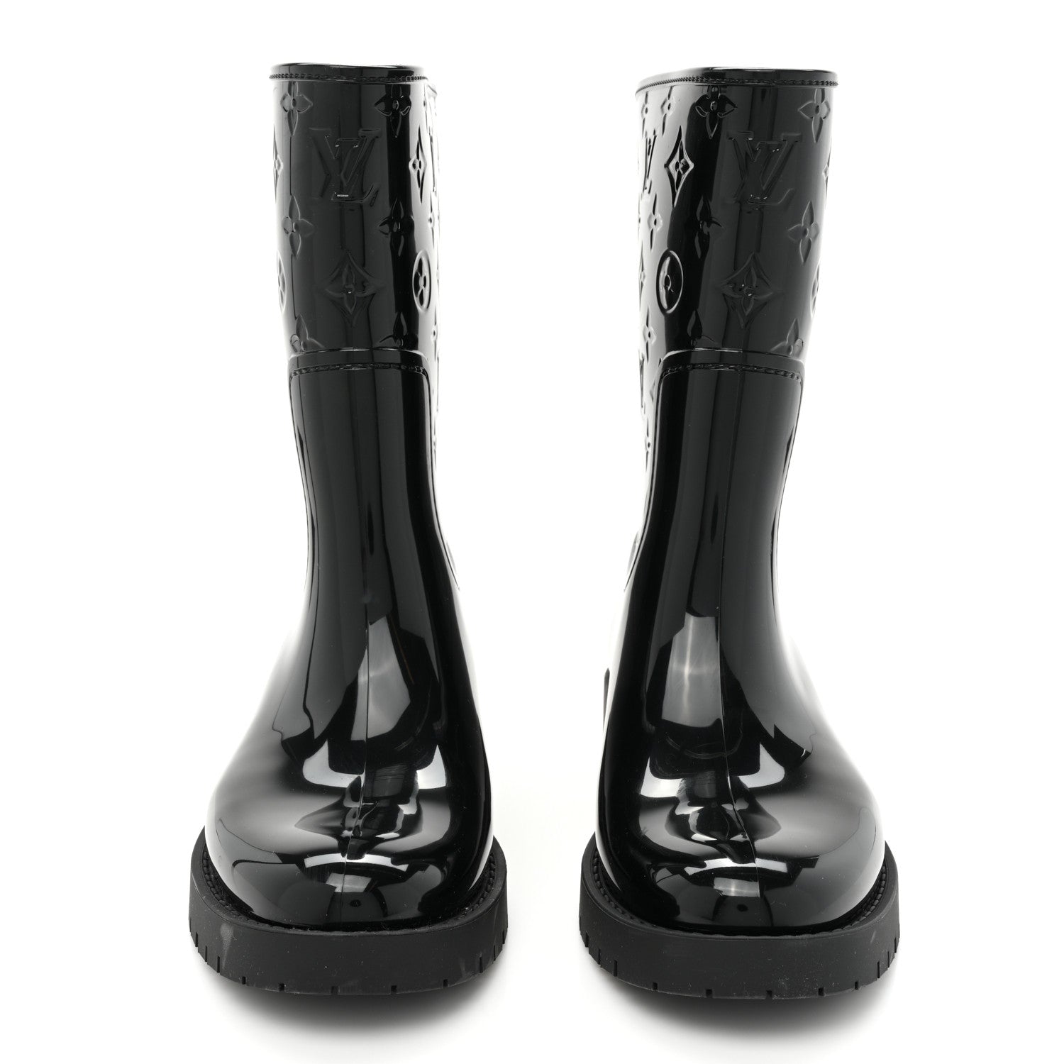 Louis Vuitton Rubber Embossed Monogram Drops Flat Half Boots 39 Black 2 of 7