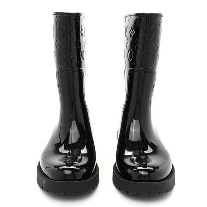 Louis Vuitton Rubber Embossed Monogram Drops Flat Half Boots 39 Black 2 of 7