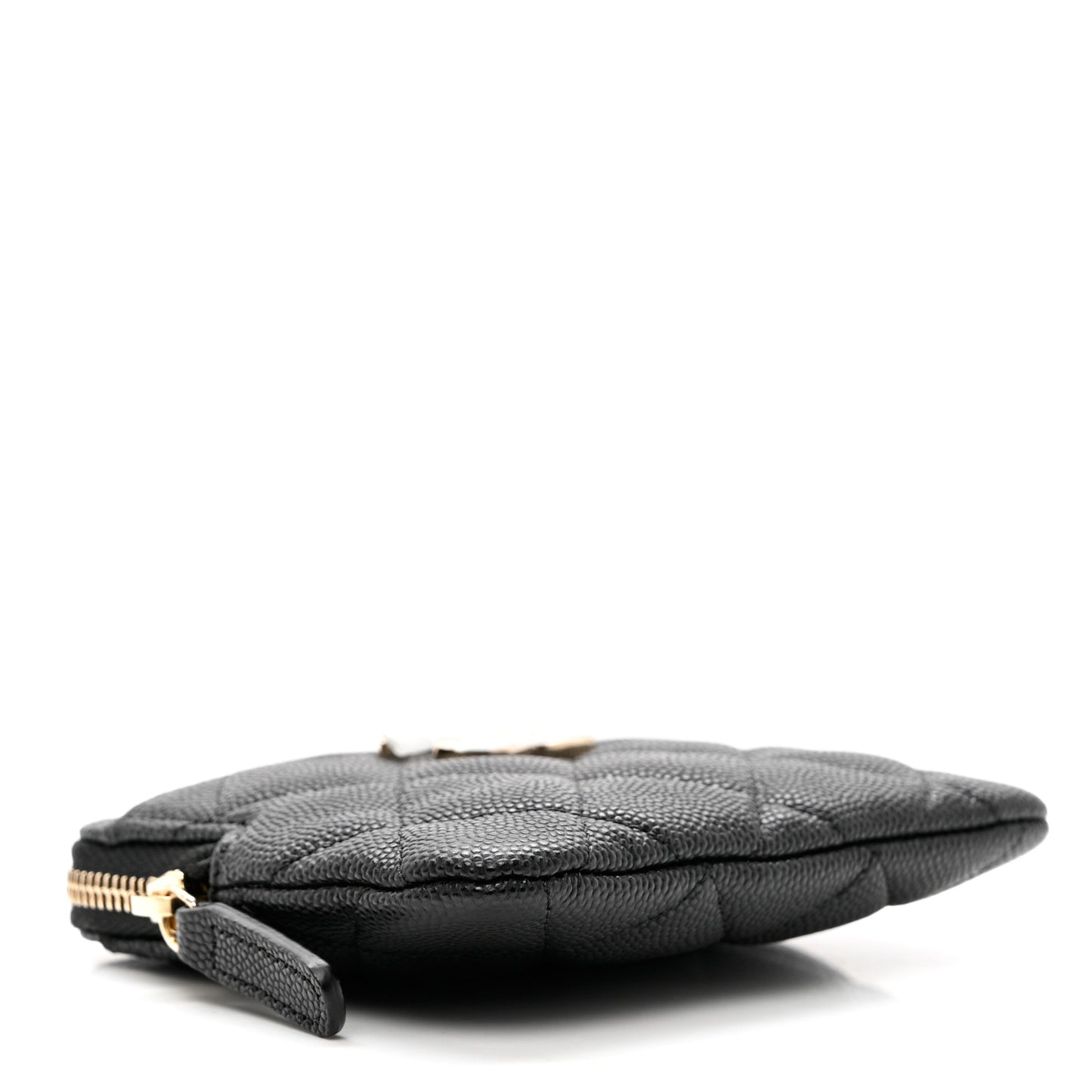 Caviar Quilted Zip Card Holder Wallet Black