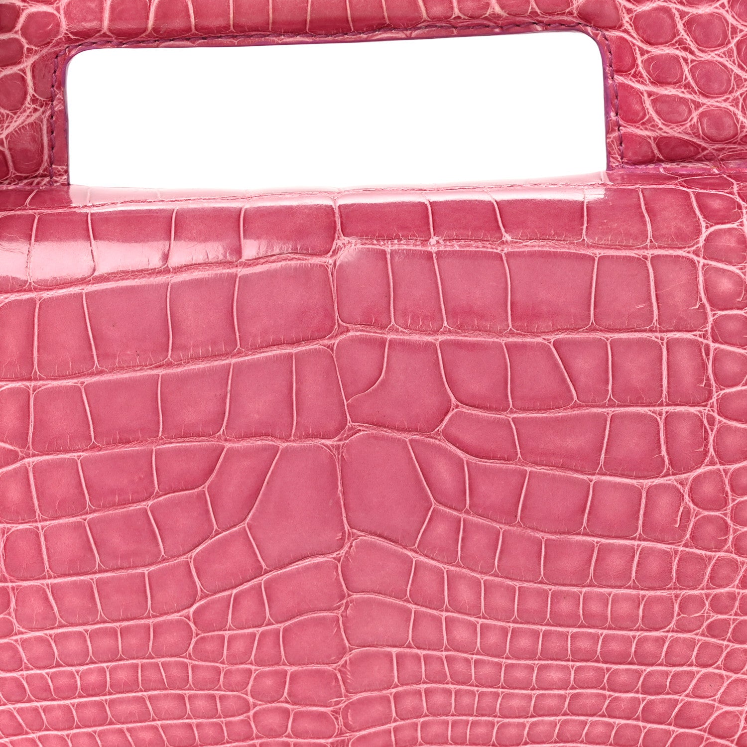 Salvatore Ferragamo Crocodile Bar Clutch Crossbody Bag Pink 7 of 9