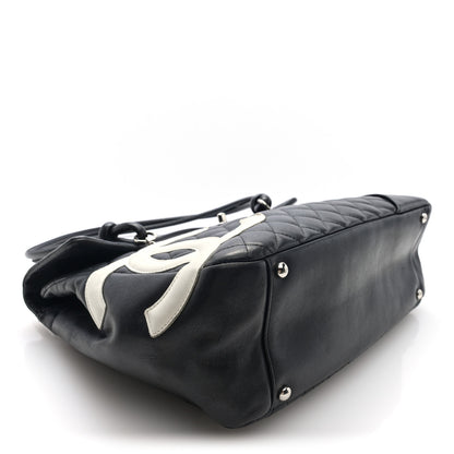 Chanel Calfskin Quilted Large Cambon Flap Black White 4 of 10