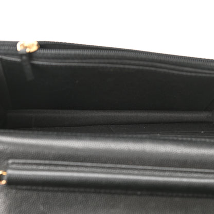 Chanel Caviar Camellia Embossed Wallet On Chain WOC Black 5 of 12