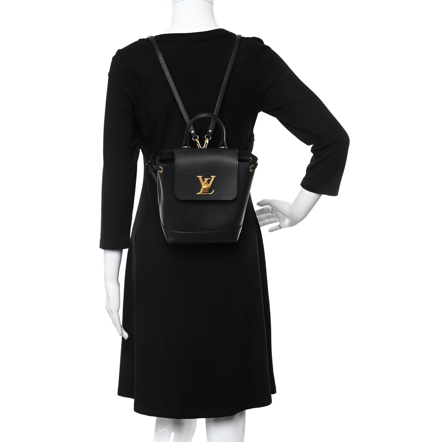 Calfskin Lockme Mini Backpack Black