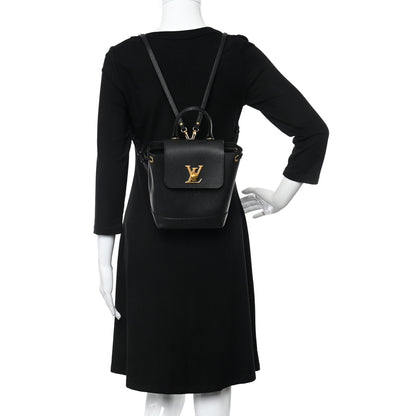 Louis Vuitton Calfskin Lockme Mini Backpack Black 2 of 12