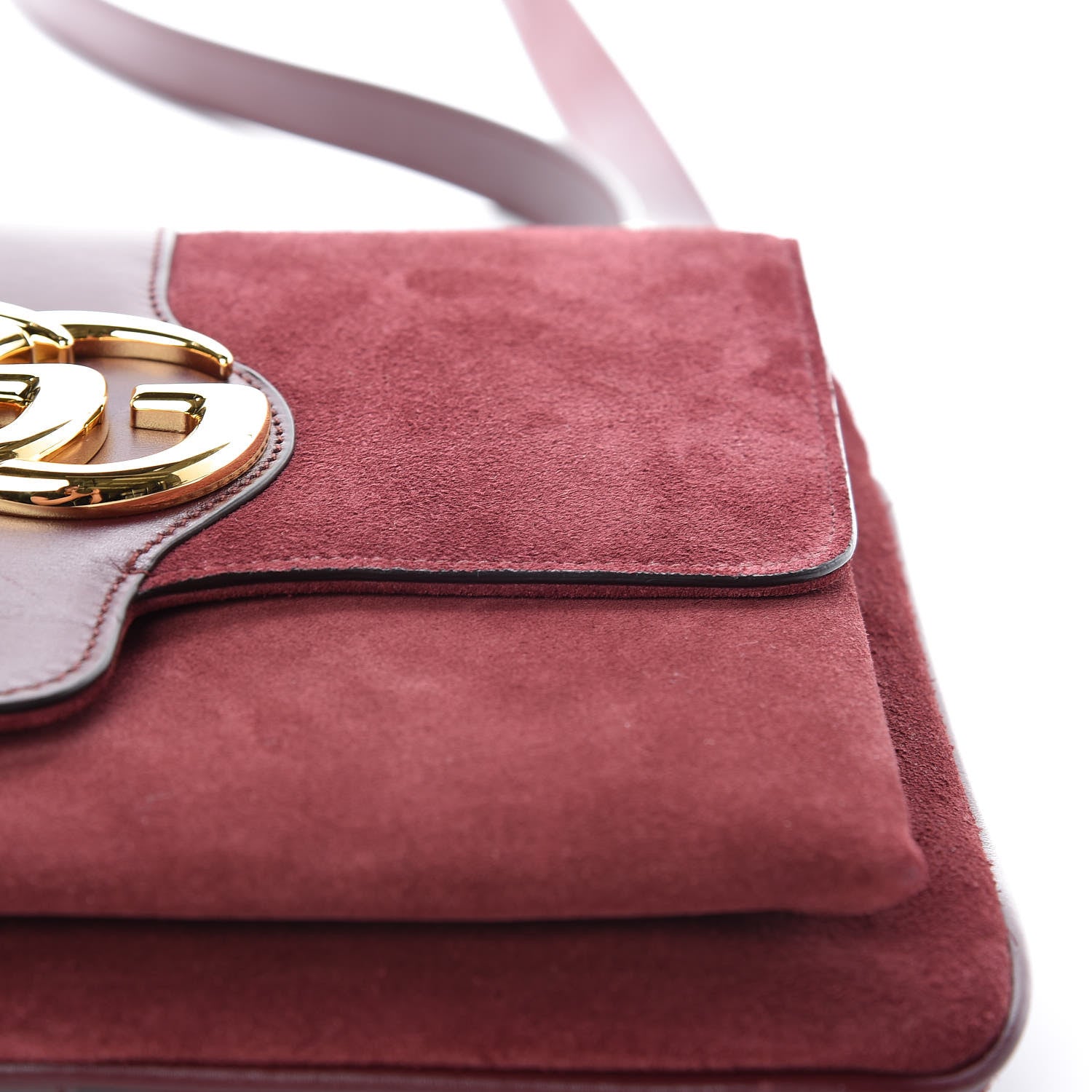 Gucci Suede Medium Arli Flap Shoulder Bag Vintage Bordeaux 14 of 16