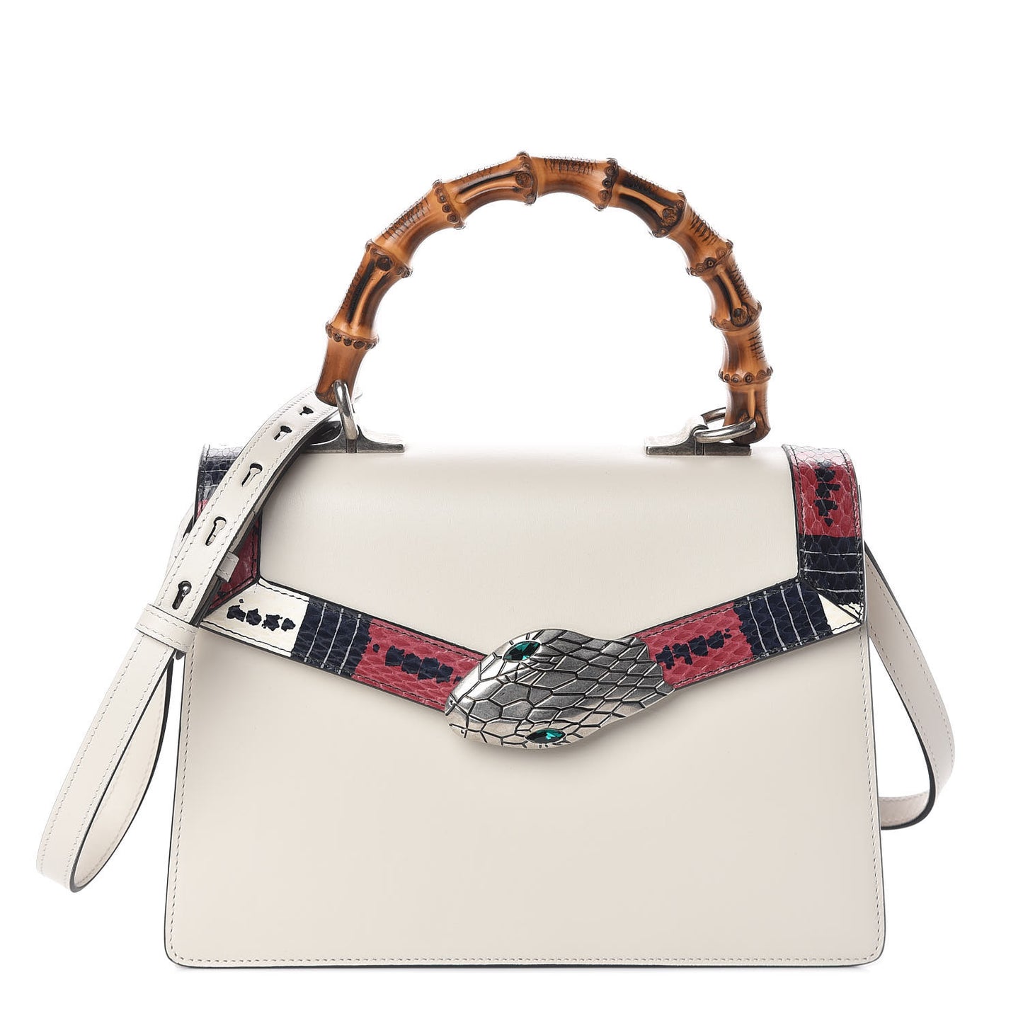 Calfskin Snakeskin Small Lilith Top Handle Bag White