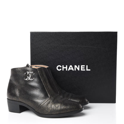 Chanel Metallic Fantasy Calfskin Ankle Boots 37.5 Dark Gold 10 of 10