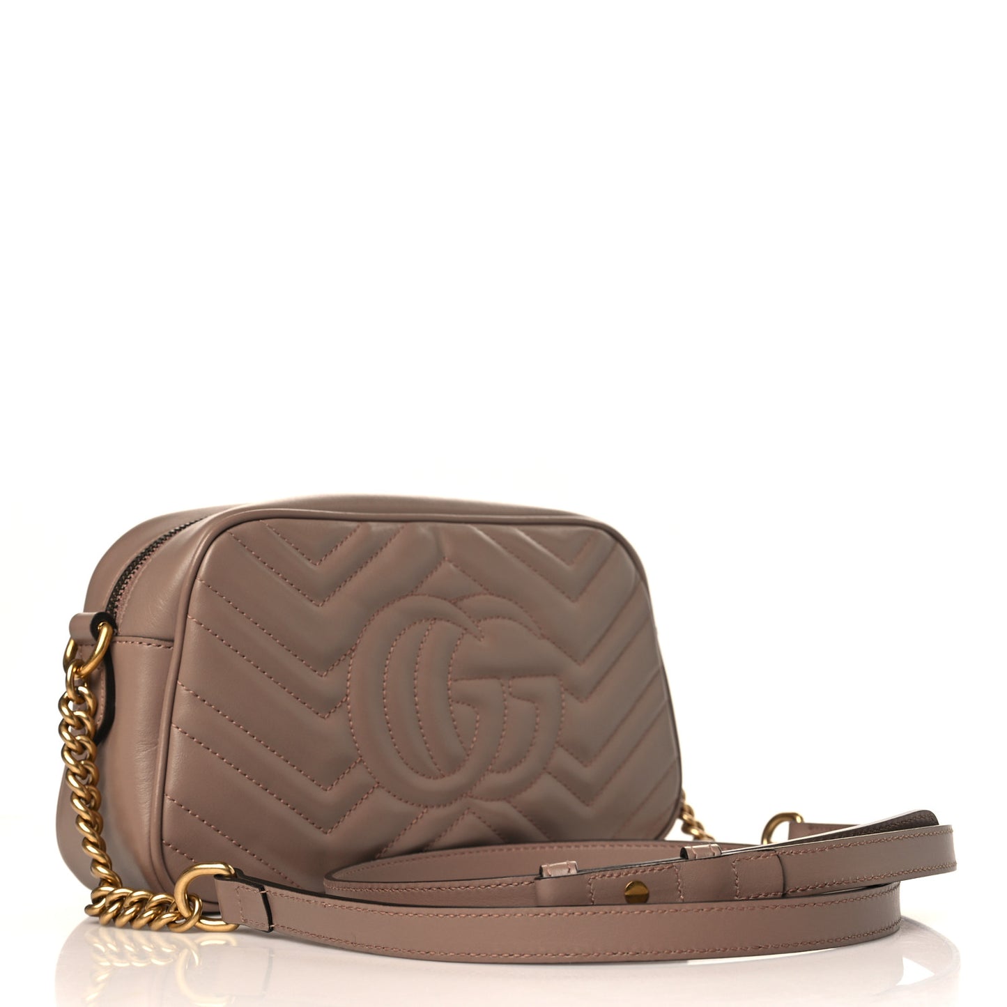 Calfskin Matelasse Small GG Marmont Chain Shoulder Bag Porcelain Rose