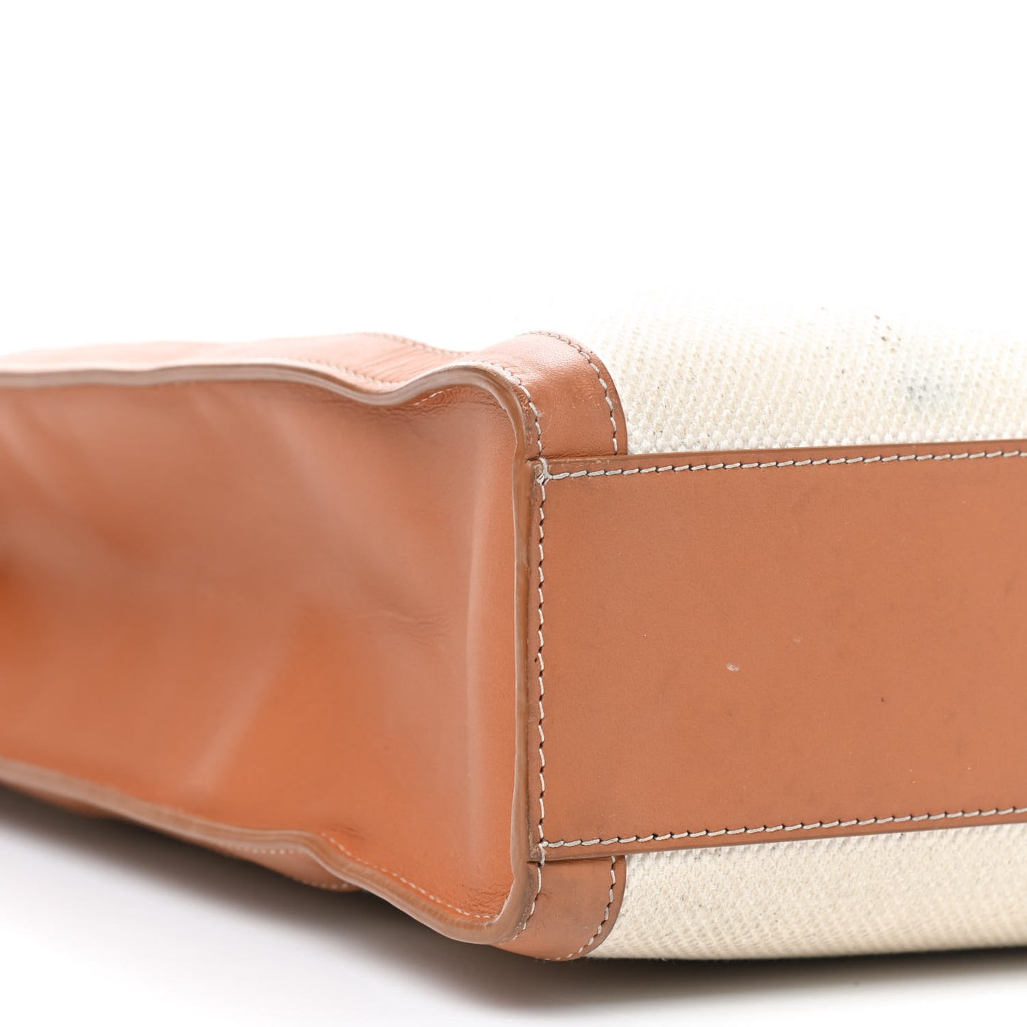 Canvas Calfskin Vertical Cabas Natural Tan