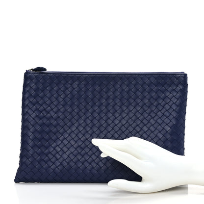 Bottega Veneta Nappa Intrecciato Large Zip Pouch Atlantic 2 of 7