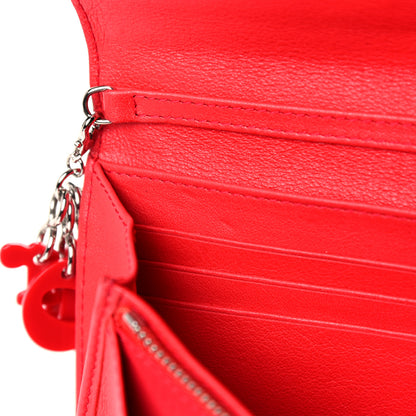 Christian Dior Patent Cannage Lady Dior Rendezvous Wallet On Chain Red 13 of 14