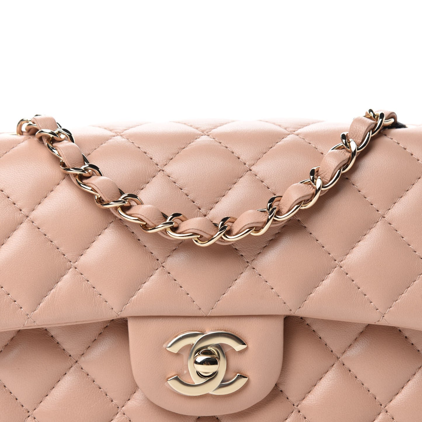 Lambskin Quilted Mini Rectangular Flap Beige