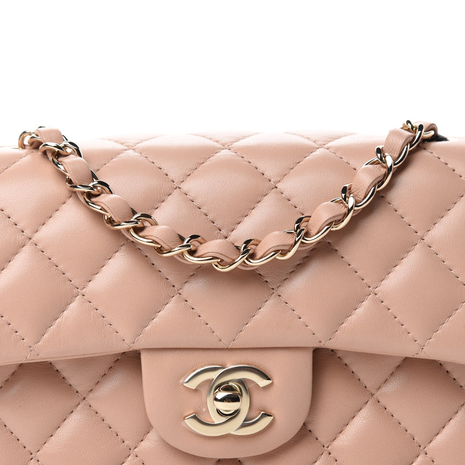 Chanel Lambskin Quilted Mini Rectangular Flap Beige 10 of 11