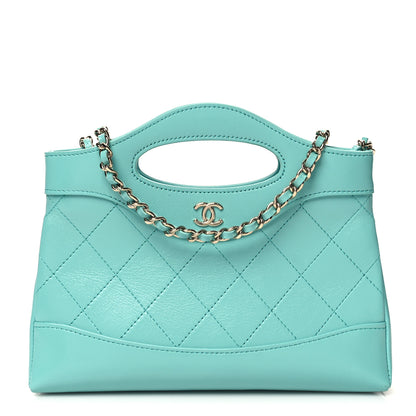 Chanel Shiny Crumpled Calfskin Quilted Nano 31 Shopping Bag Turquoise 1 of 11