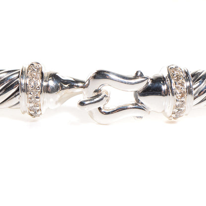 David Yurman Sterling Silver Diamond 5mm Cable Buckle Bracelet 5 of 6