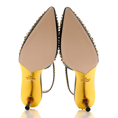 Gucci Malaga Kid Studded Pointed Toe Unia Pumps 36.5 Black 5 of 13