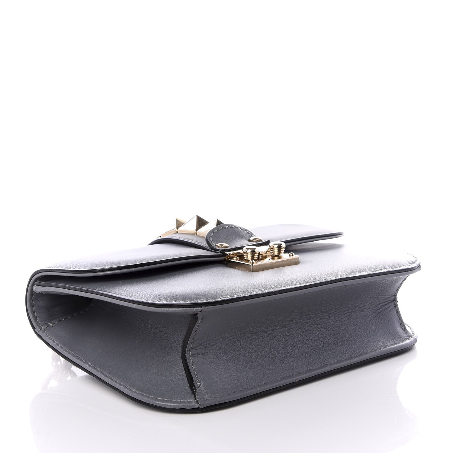Valentino Garavani Vitello Small Glam Lock Rockstud Flap Gray 3 of 8