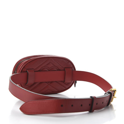Gucci Calfskin Matelasse GG Marmont Belt Bag 95 38 Hibiscus Red 3 of 11