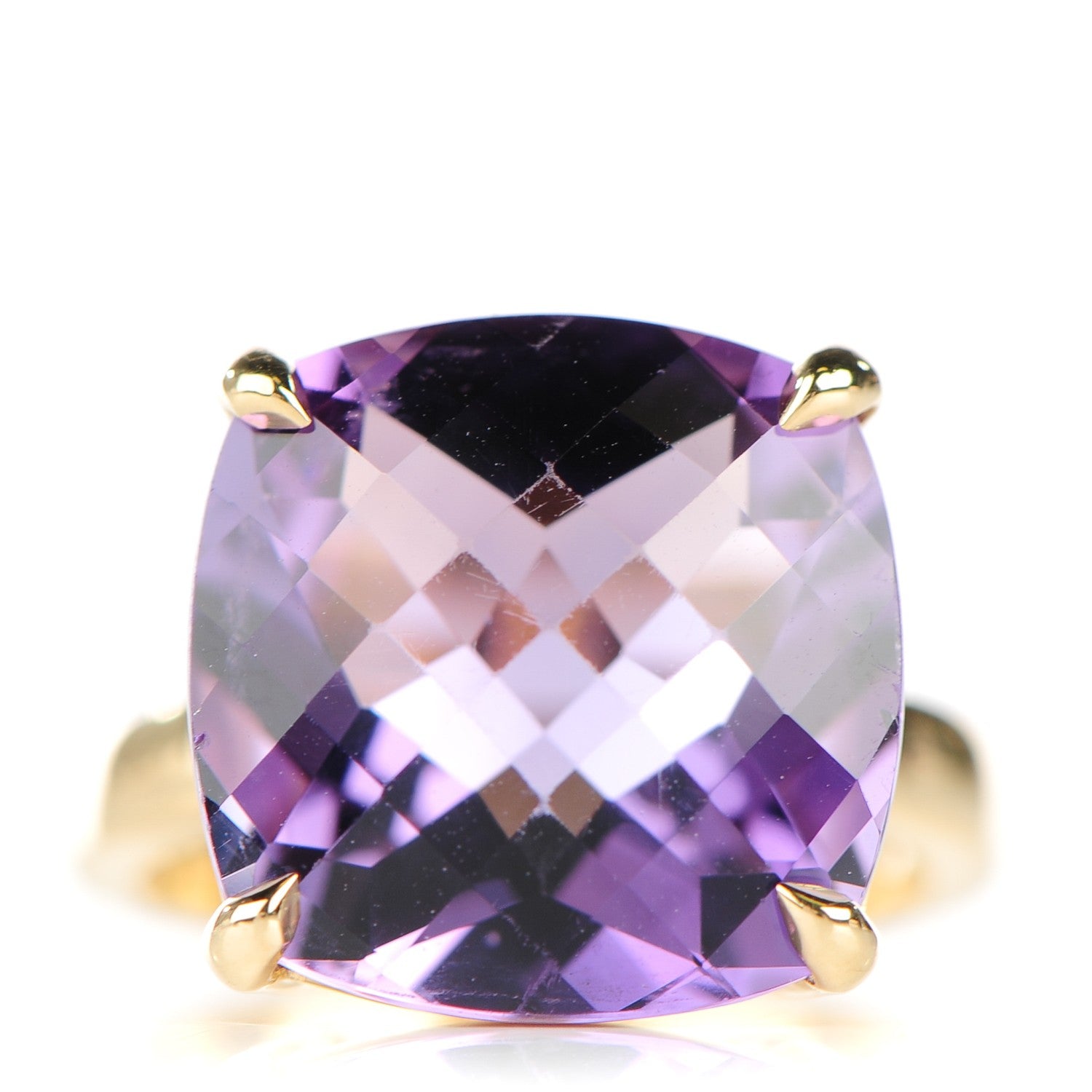 Tiffany 18K Yellow Gold Amethyst Sparklers Cocktail Ring 50 5.25 1 of 5