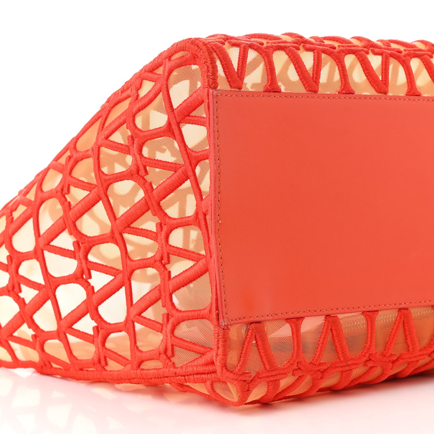 Valentino Garavani Toile Mesh Iconographe Goatskin Le Troisieme Shopping Bag Orange 10 of 14