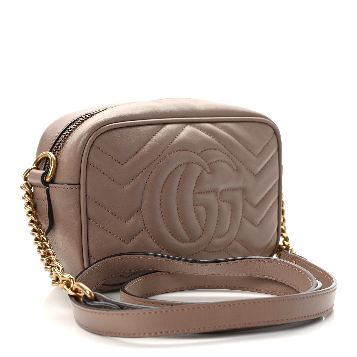 Gucci Calfskin Matelasse Mini GG Marmont Chain Shoulder Bag Porcelain Rose 3 of 14