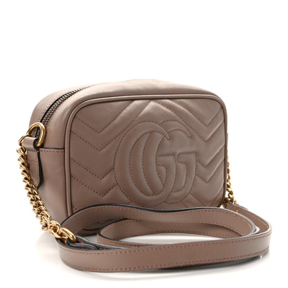 Gucci Calfskin Matelasse Mini GG Marmont Chain Shoulder Bag Porcelain Rose 3 of 14