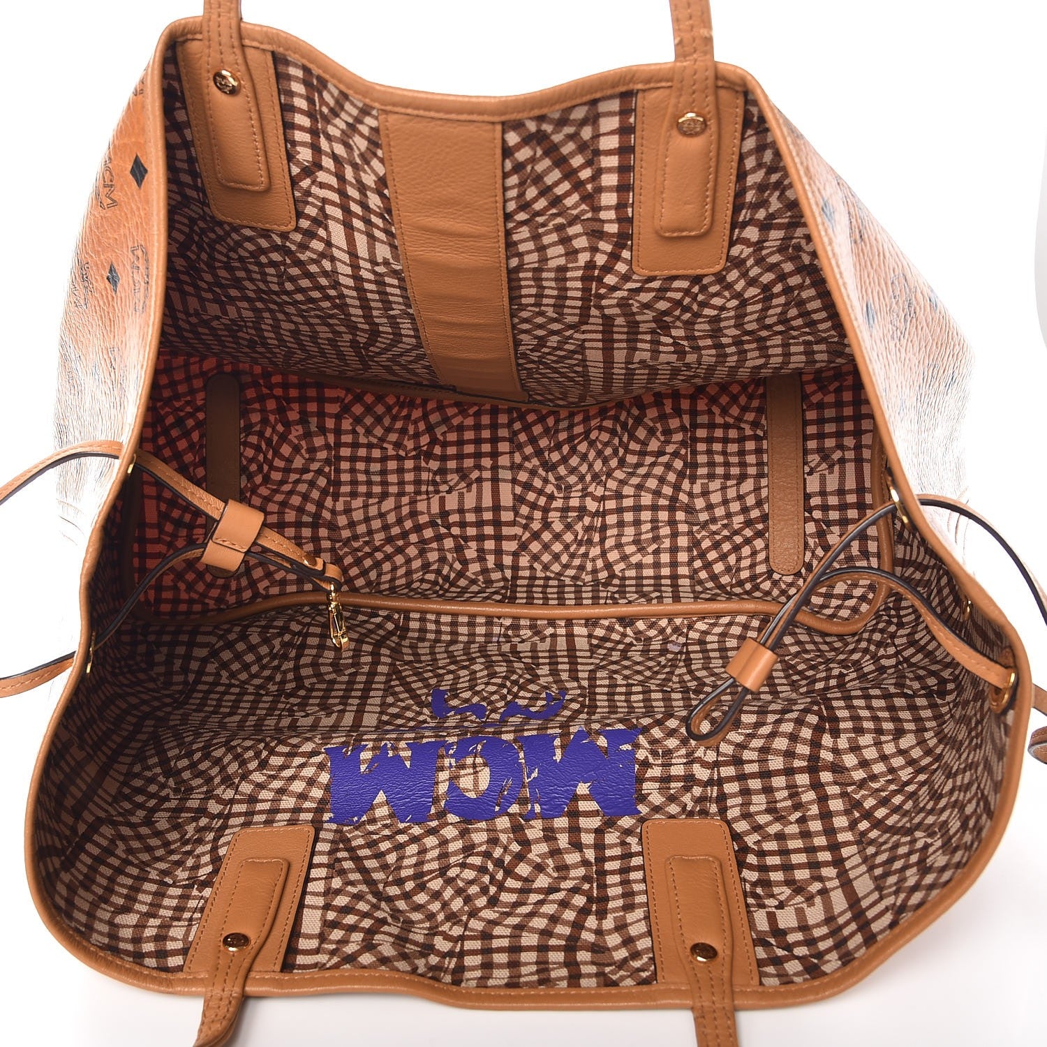 MCM Visetos Large Liz Reversible Shopper Tote Cognac 9 of 22
