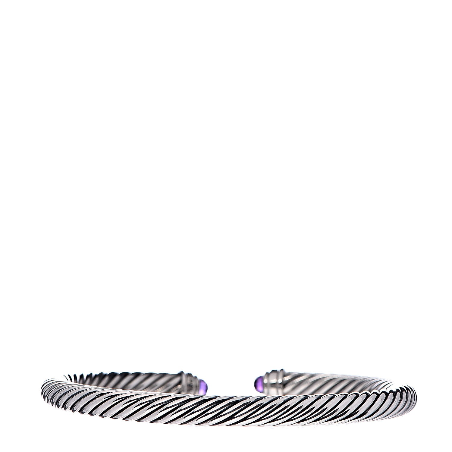 David Yurman Sterling Silver Diamond Amethyst 5mm Cable Classics Bracelet 3 of 4