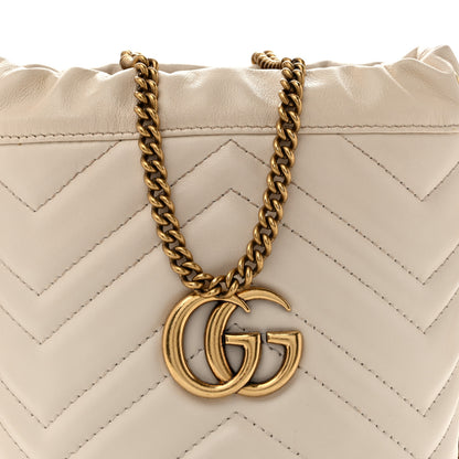 Gucci Calfskin Matelasse Mini GG Marmont 2.0 Bucket Bag White 8 of 13