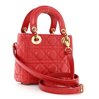 Christian Dior Lambskin Cannage Mini Lady Dior Red 2 of 9