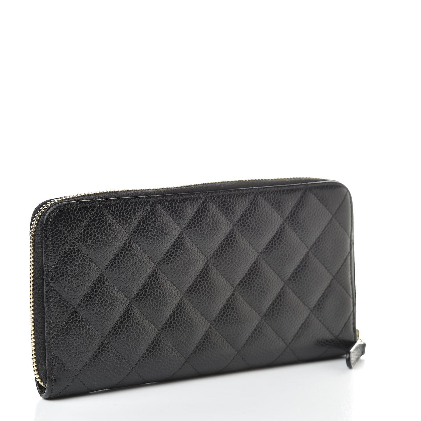 Caviar Quilted Large Gusset Zip Around Wallet Black