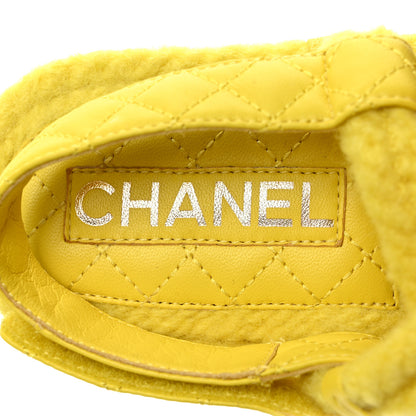 Chanel Cord Lambskin Quilted Logo Sandals 37 Yellow 6 of 7