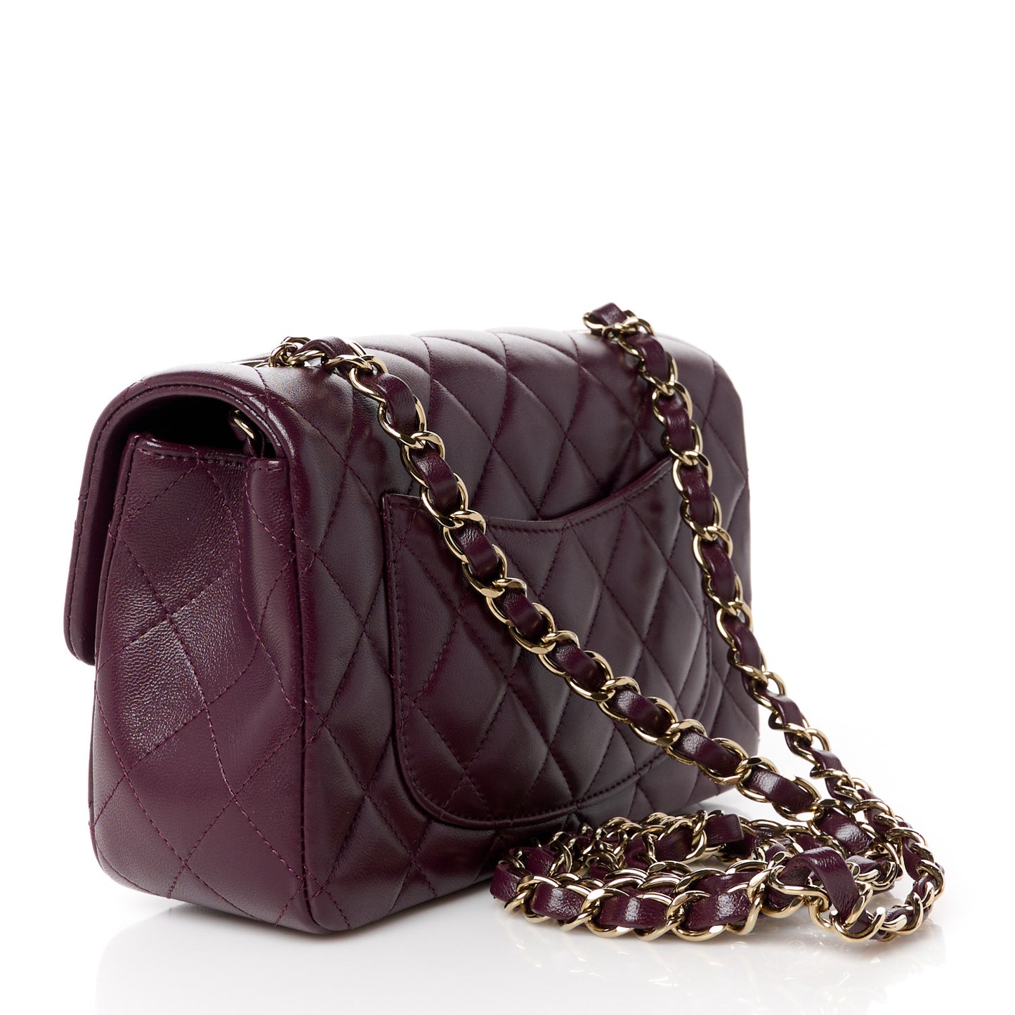 Lambskin Quilted Mini Rectangular Flap Burgundy