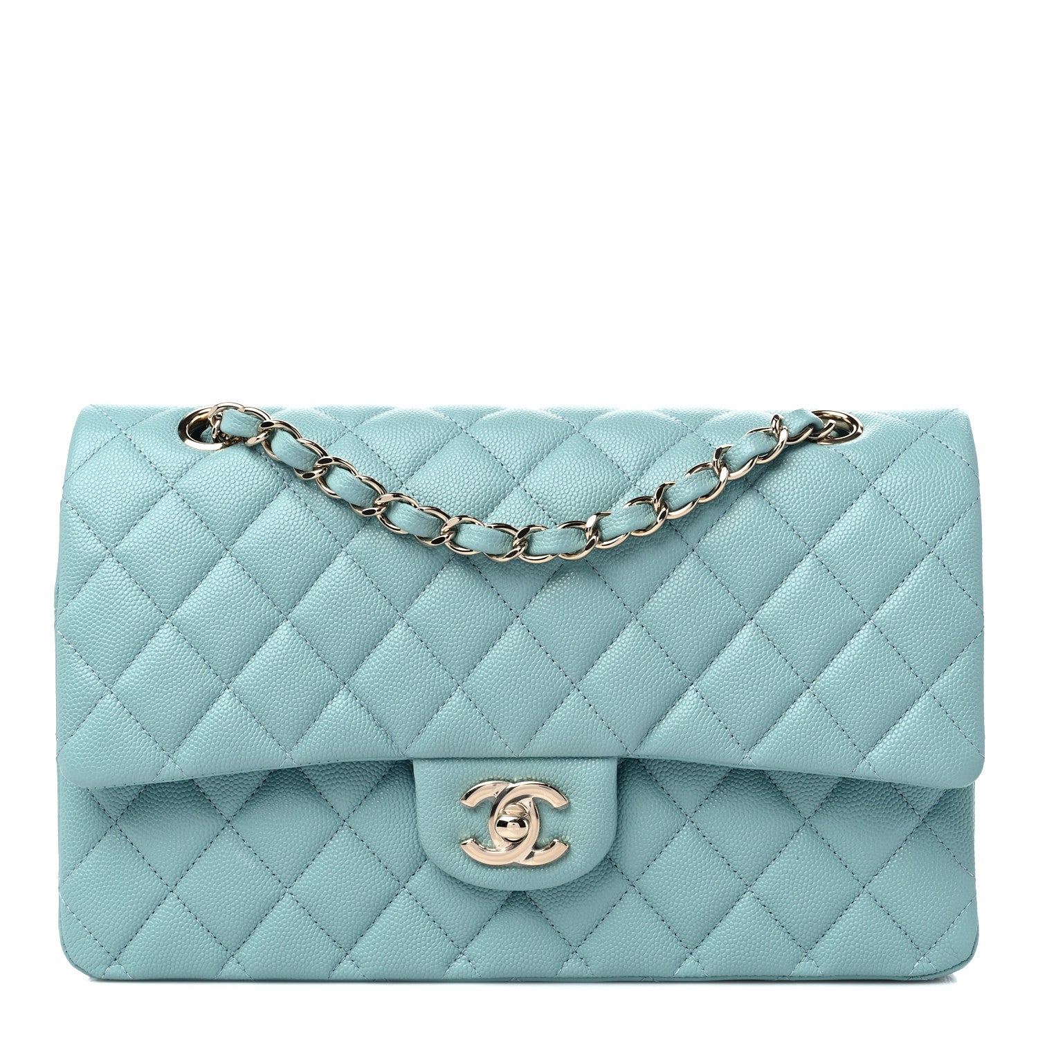 Chanel Caviar Quilted Medium Double Flap Light Blue 1 of 9