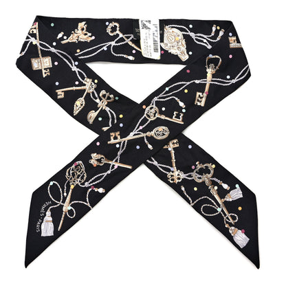 Hermes Silk Les Cles A Pois Twilly Black Beige Rose Multicolor 1 of 4