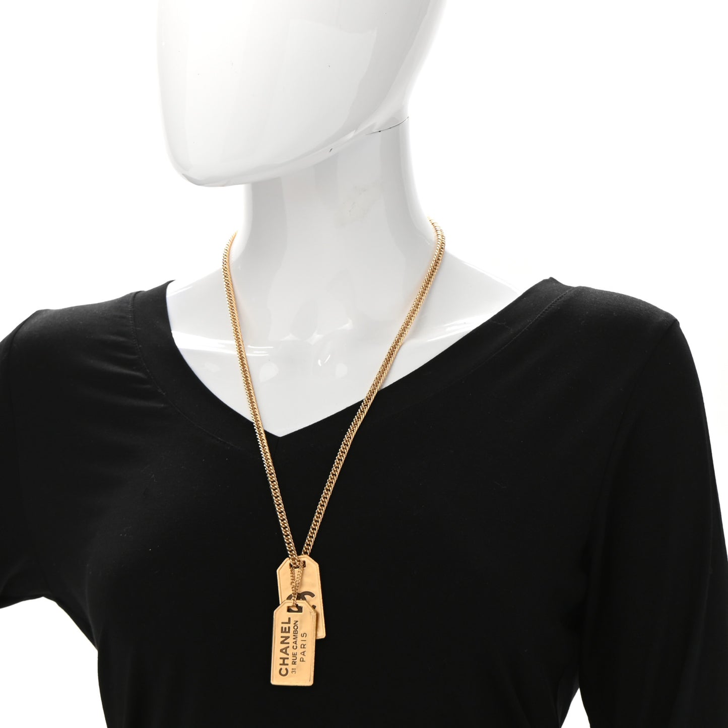 ID Dog Tag Charm Necklace Gold