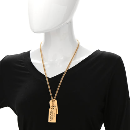 Chanel ID Dog Tag Charm Necklace Gold 2 of 6
