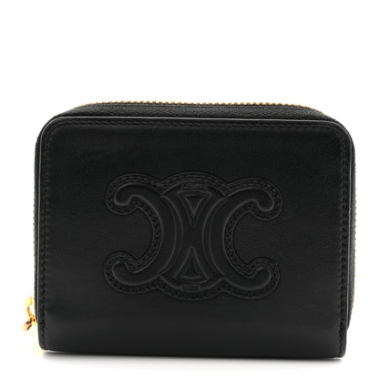 Celine Calfskin Triomphe Zipped Compact Wallet Black 1 of 7