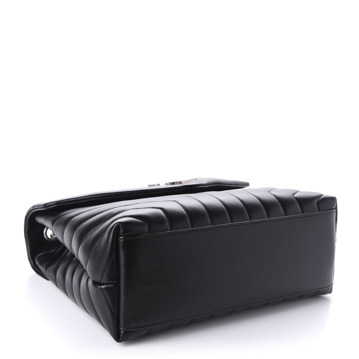Calfskin Y Quilted Monogram Medium Loulou Chain Satchel Black
