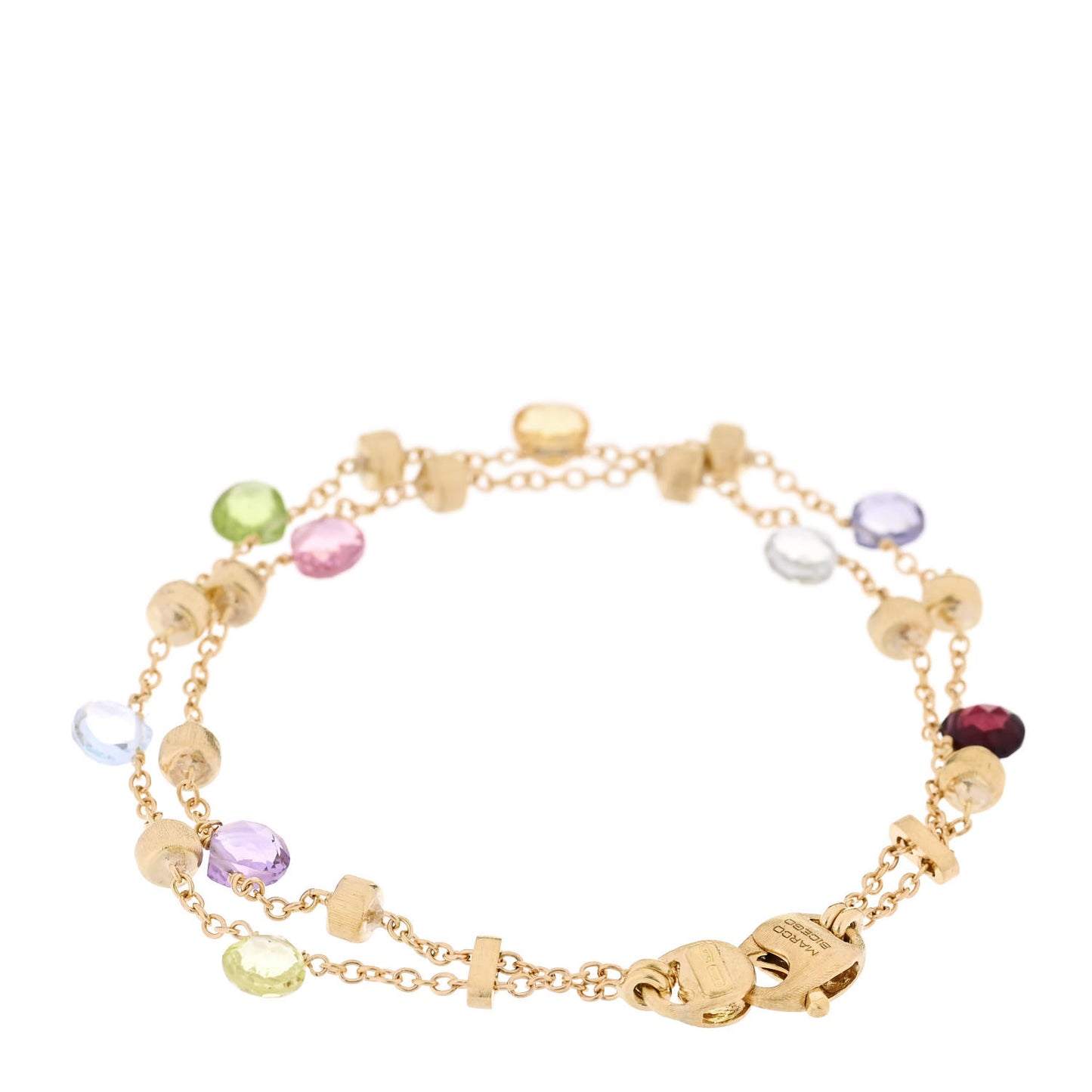 18K Yellow Gold Multi Gemstone Paradise Double Strand Bracelet